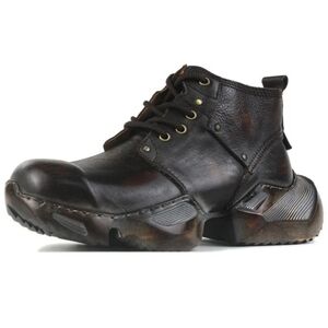 Men's Rugged Leather Sneakers - Dark Brown